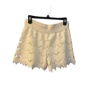 Elegant Cream Lace Women Shorts